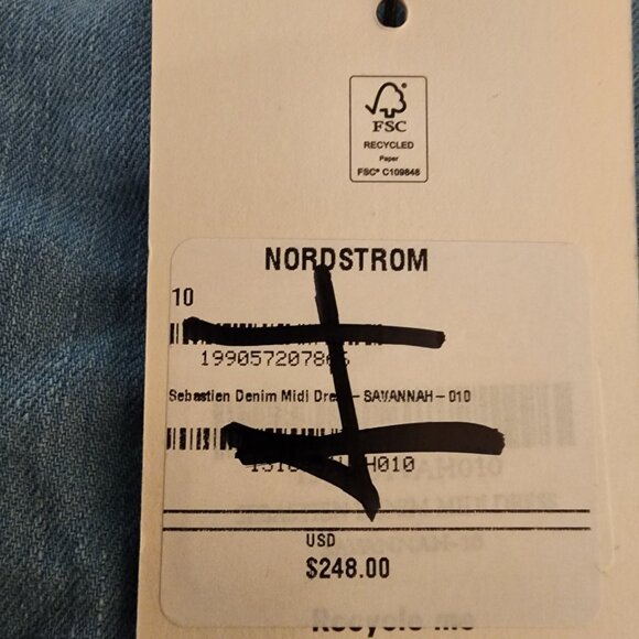 Reformation Sebastien Denim Midi Dress Broken Button NWT Size 10 - Picture 7 of 13